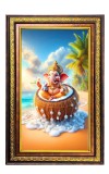 Lord Ganesha Digital Golden Balck Color Photo Frame | Hindu Religious Wall Decor | 10x16 Inches - Inspirational Wall Art For Office, Home Decor - Ideal Spiritual Gift (F16814)