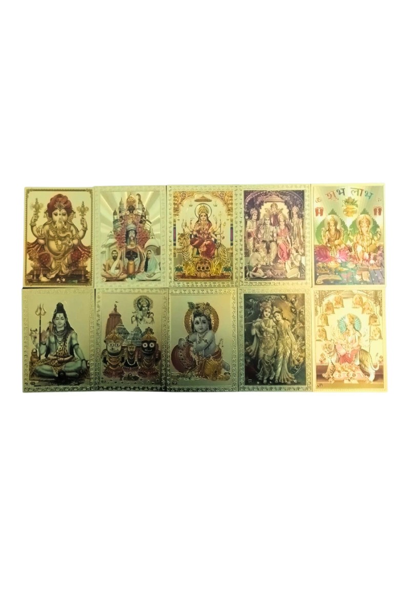 Golden foil Goddess Photo/set of 10 – Decorative Glass Wall Art for Home Entrance, Door, Home Temple Pooja Room Decor – Spiritual Wall Art