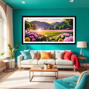 Nature Landscape Floating Frame Scenery Digital Print - (I5709) - 18x36 inch Modern Nature Wall Art for Living Room, Bedroom, Office, Hotels, Drawing Room