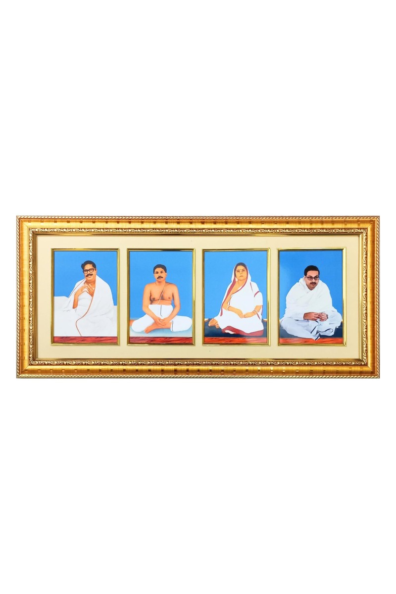 HiTechMart Spiritual Framed Photo of Anukul Pariwar | Sri Sri Baroda, Anukul Chandra Thakur, Baroma, Babai Da | Gold-Plated Divine Wall Décor for Home & Temple