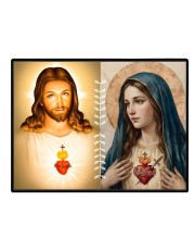 Jesus And Immaculate Heart Of Mary Laminated Photo - 7x9 Inches, Divine Blessings For Home & Office And Temple Decoration (F16179)