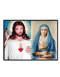 Jesus And Immaculate Heart Of Mary Laminated Photo - 9x11 Inches, Divine Blessings For Home & Office And Temple Decoration (F16185)