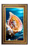 Lord Ganesha Digital Golden Balck Color Photo Frame | Hindu Religious Wall Decor | 12x18 Inches - Inspirational Wall Art For Office, Home Decor - Ideal Spiritual Gift (F16811)