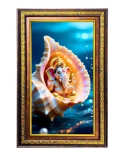 Lord Ganesha Digital Golden Balck Color Photo Frame | Hindu Religious Wall Decor | 10x16 Inches - Inspirational Wall Art For Office, Home Decor - Ideal Spiritual Gift (F16811)