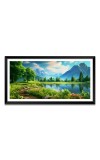 Nature Landscape Floating Frame Scenery Digital Print - (I5739) - 24x48 inch Modern Nature Wall Art for Living Room, Bedroom, Office, Hotels, Drawing Room