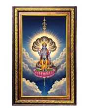 Lord Vishnu Digital Golden Balck Color Photo Frame | Hindu Religious Wall Decor | 18x24 Inches - Inspirational Wall Art For Office, Home Decor - Ideal Spiritual Gift (F16870)