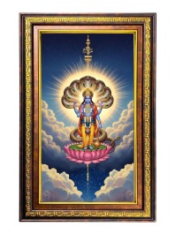 Lord Vishnu Digital Golden Balck Color Photo Frame | Hindu Religious Wall Decor | 14x20 Inches - Inspirational Wall Art For Office, Home Decor - Ideal Spiritual Gift (F16870)
