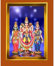 Lord Murugan,Valli And Deivanai Golden Photo Frame - 18x22 Inches | Elegant Wooden Frame For Home, Office & Temple Decoration | Spiritual Wall & Table Decor And Gift Item (F9898)