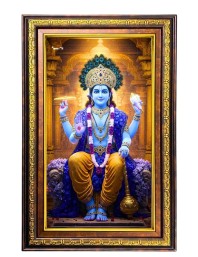 Lord Vishnu Digital Golden Balck Color Photo Frame | Hindu Religious Wall Decor | 16x22 Inches - Inspirational Wall Art For Office, Home Decor - Ideal Spiritual Gift (F16864)