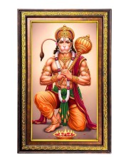 Lord Hanuman Digital Golden Balck Color Photo Frame | Hindu Religious Wall Decor | 12x18 Inches - Inspirational Wall Art For Office, Home Decor - Ideal Spiritual Gift (F16562)