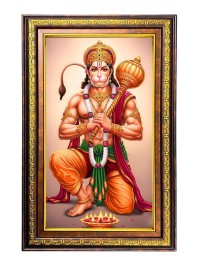 Lord Hanuman Digital Golden Balck Color Photo Frame | Hindu Religious Wall Decor | 14x20 Inches - Inspirational Wall Art For Office, Home Decor - Ideal Spiritual Gift (F16562)