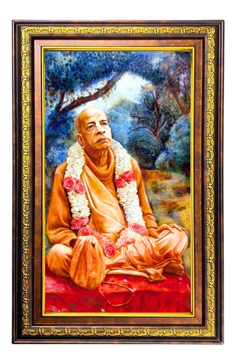 Bhaktivedanta Swami Prabhupada Digital Golden Balck Color Photo Frame | Hindu Religious Wall Decor | 10x16 Inches - Inspirational Wall Art For Office, Home Decor - Ideal Spiritual Gift (F16650)