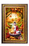 Serene Buddha Digital Golden Balck Color Photo Frame | Hindu Religious Wall Decor | 16x22 Inches - Inspirational Wall Art For Office, Home Decor - Ideal Spiritual Gift (F16842)