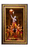 Lord Krishna Digital Golden Balck Color Photo Frame | Hindu Religious Wall Decor | 18x24 Inches - Inspirational Wall Art For Office, Home Decor - Ideal Spiritual Gift (F16910)