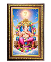 Lord Ganesha Digital Golden Balck Color Photo Frame | Hindu Religious Wall Decor | 10x16 Inches - Inspirational Wall Art For Office, Home Decor - Ideal Spiritual Gift (F16810)