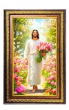 Lord Jesus Digital Golden Balck Color Photo Frame | Hindu Religious Wall Decor | 10x16 Inches - Inspirational Wall Art For Office, Home Decor - Ideal Spiritual Gift (F16738)