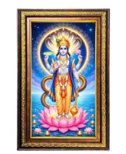 Lord Vishnu Digital Golden Balck Color Photo Frame | Hindu Religious Wall Decor | 12x18 Inches - Inspirational Wall Art For Office, Home Decor - Ideal Spiritual Gift (F16652)