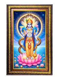 Lord Vishnu Digital Golden Balck Color Photo Frame | Hindu Religious Wall Decor | 10x16 Inches - Inspirational Wall Art For Office, Home Decor - Ideal Spiritual Gift (F16652)