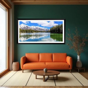 Nature Landscape Floating Frame Scenery Digital Print - (I5870) - 24x36 inch Modern Nature Wall Art for Living Room, Bedroom, Office, Hotels, Drawing Room