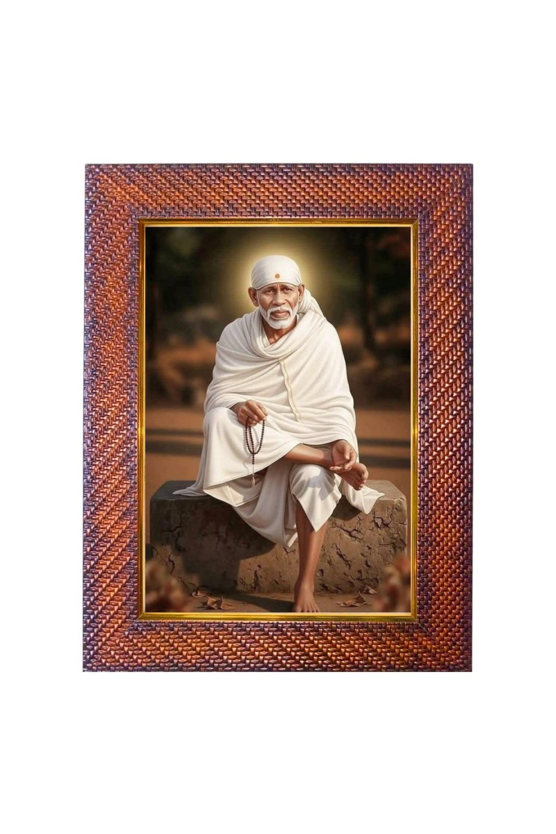 Lord Sai Baba Photo Frame 10x14 Inch Religious Wall & Table Decor Frame | Lord Sai Baba Spiritual Photo Frame For Home, Temple & Office | Decorative Hindu God & Goddess Frame (Pack Of 1) (F18281)