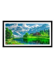 Nature Landscape Floating Frame Scenery Digital Print - (I5930) - 12x24 inch Modern Nature Wall Art for Living Room, Bedroom, Office, Hotels, Drawing Room
