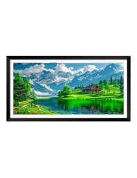 Nature Landscape Floating Frame Scenery Digital Print - (I5930) - 18x36 inch Modern Nature Wall Art for Living Room, Bedroom, Office, Hotels, Drawing Room