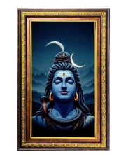 Lord Shiva Digital Golden Balck Color Photo Frame | Hindu Religious Wall Decor | 18x24 Inches - Inspirational Wall Art For Office, Home Decor - Ideal Spiritual Gift (F16470)