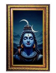 Lord Shiva Digital Golden Balck Color Photo Frame | Hindu Religious Wall Decor | 18x24 Inches - Inspirational Wall Art For Office, Home Decor - Ideal Spiritual Gift (F16470)