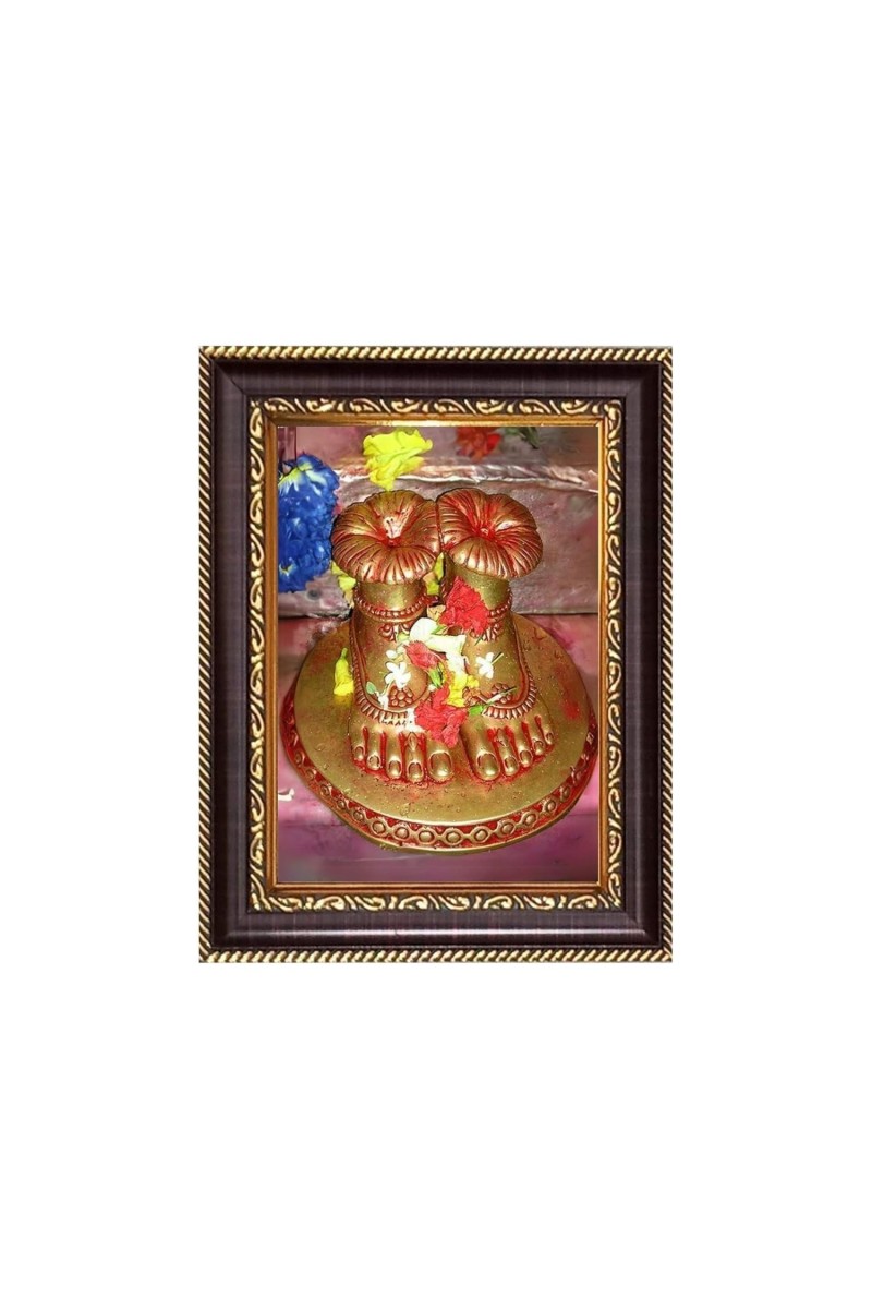 HiTechMart Maa Tara Charan Paduka Photo Frame – Decorative Spiritual Wall & Tabletop Frame for Home, Temple, and Office – Religious Gift & Puja Decor