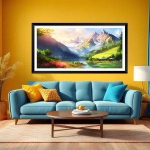 Nature Landscape Floating Frame Scenery Digital Print - (I5573) - 24x48 inch Modern Nature Wall Art for Living Room, Bedroom, Office, Hotels, Drawing Room