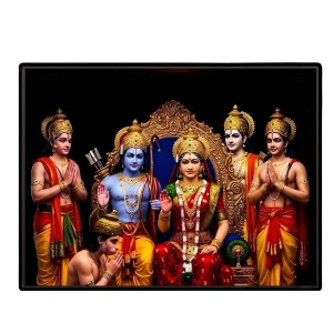 Lord RamSiya Laminated Photo - 5x7 Inches, Divine Blessings For Home & Office And Temple Decoration (F16091)