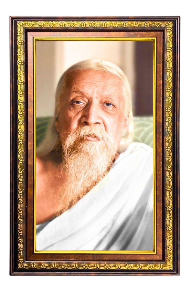Sri Aurobindo Digital Golden Balck Color Photo Frame | Hindu Religious Wall Decor | 14x20 Inches - Inspirational Wall Art For Office, Home Decor - Ideal Spiritual Gift (F16626)