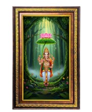 Lord Ganesha Digital Golden Balck Color Photo Frame | Hindu Religious Wall Decor | 10x16 Inches - Inspirational Wall Art For Office, Home Decor - Ideal Spiritual Gift (F16957)