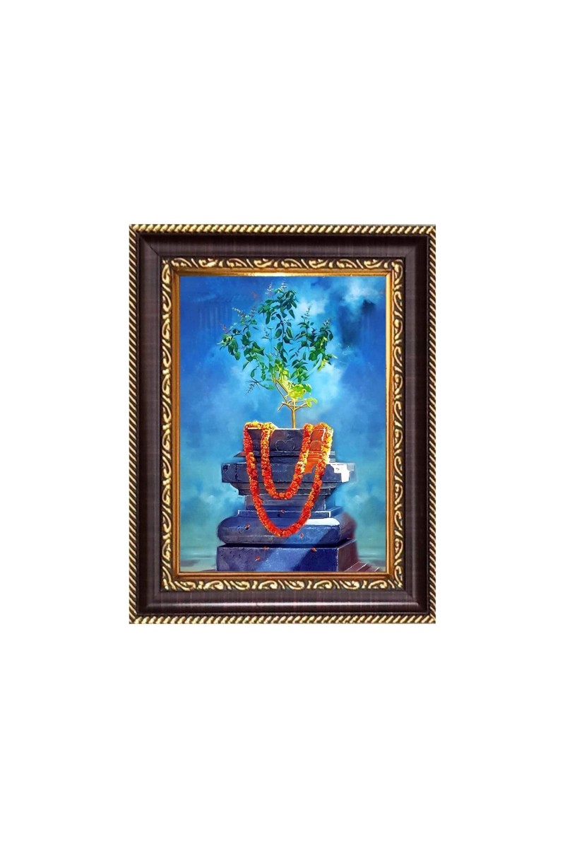 Sri Tulsi Maa Digital Print Photo 6.7x8.7 inches - Vibrant Religious Wall Art for Home, Office and Temple Decor.