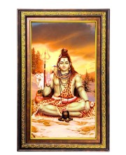 Lord Shiva Digital Golden Balck Color Photo Frame | Hindu Religious Wall Decor | 18x24 Inches - Inspirational Wall Art For Office, Home Decor - Ideal Spiritual Gift (F16543)