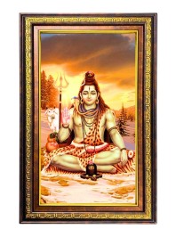 Lord Shiva Digital Golden Balck Color Photo Frame | Hindu Religious Wall Decor | 12x18 Inches - Inspirational Wall Art For Office, Home Decor - Ideal Spiritual Gift (F16543)