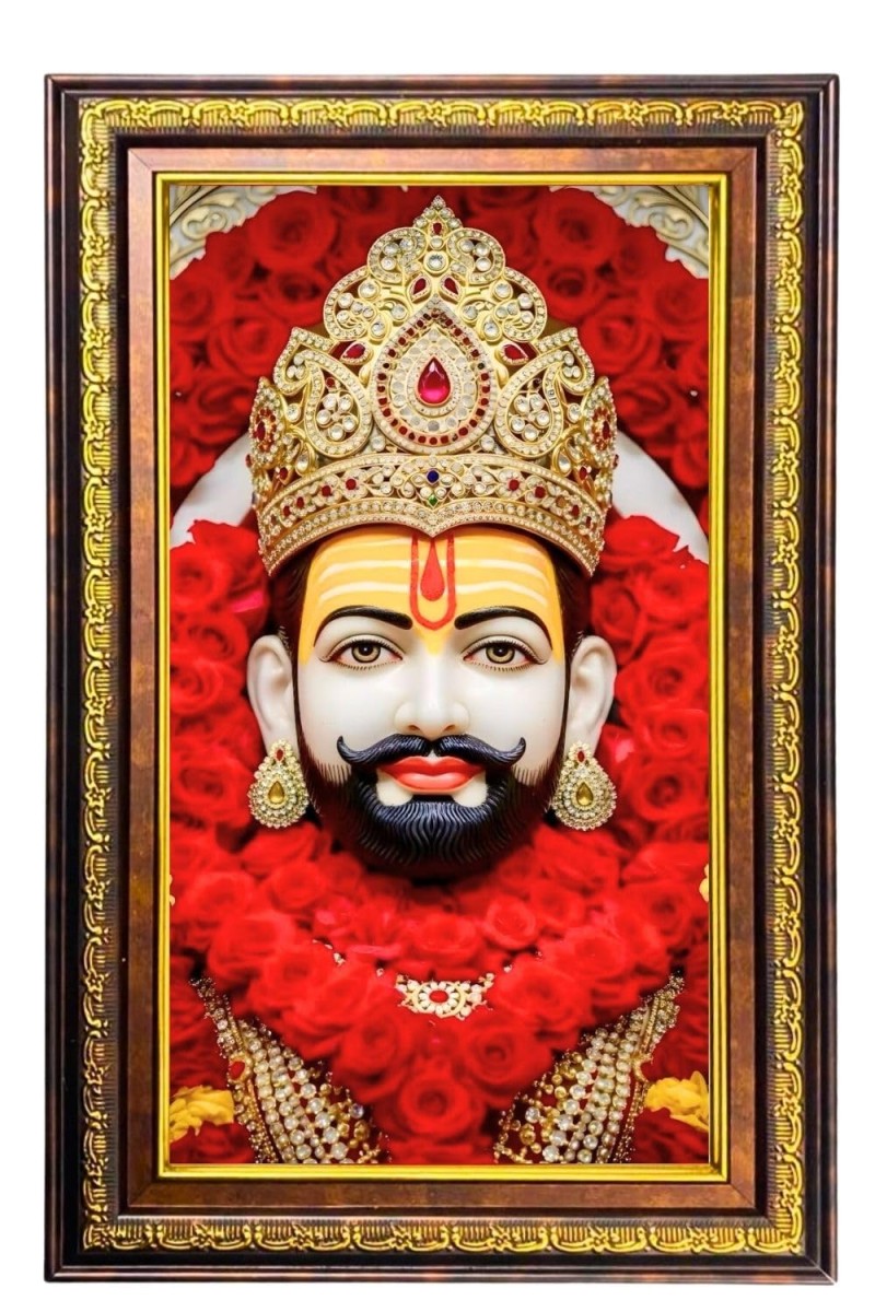 KhatuShyam Baba Digital Golden Balck Color Photo Frame | Hindu Religious Wall Decor | 10x16 Inches - Inspirational Wall Art For Office, Home Decor - Ideal Spiritual Gift (F16475)