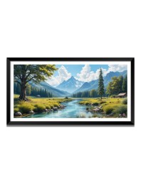 Nature Landscape Floating Frame Scenery Digital Print - (I5716) - 12x24 inch Modern Nature Wall Art for Living Room, Bedroom, Office, Hotels, Drawing Room