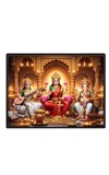Lord Ganesha Maa Laxmi Saraswati Laminated Photo - 7x9 Inches, Divine Blessings For Home & Office And Temple Decoration (F16107)