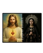 Jesus And Immaculate Heart Of Mary Laminated Photo - 7x9 Inches, Divine Blessings For Home & Office And Temple Decoration (F16180)