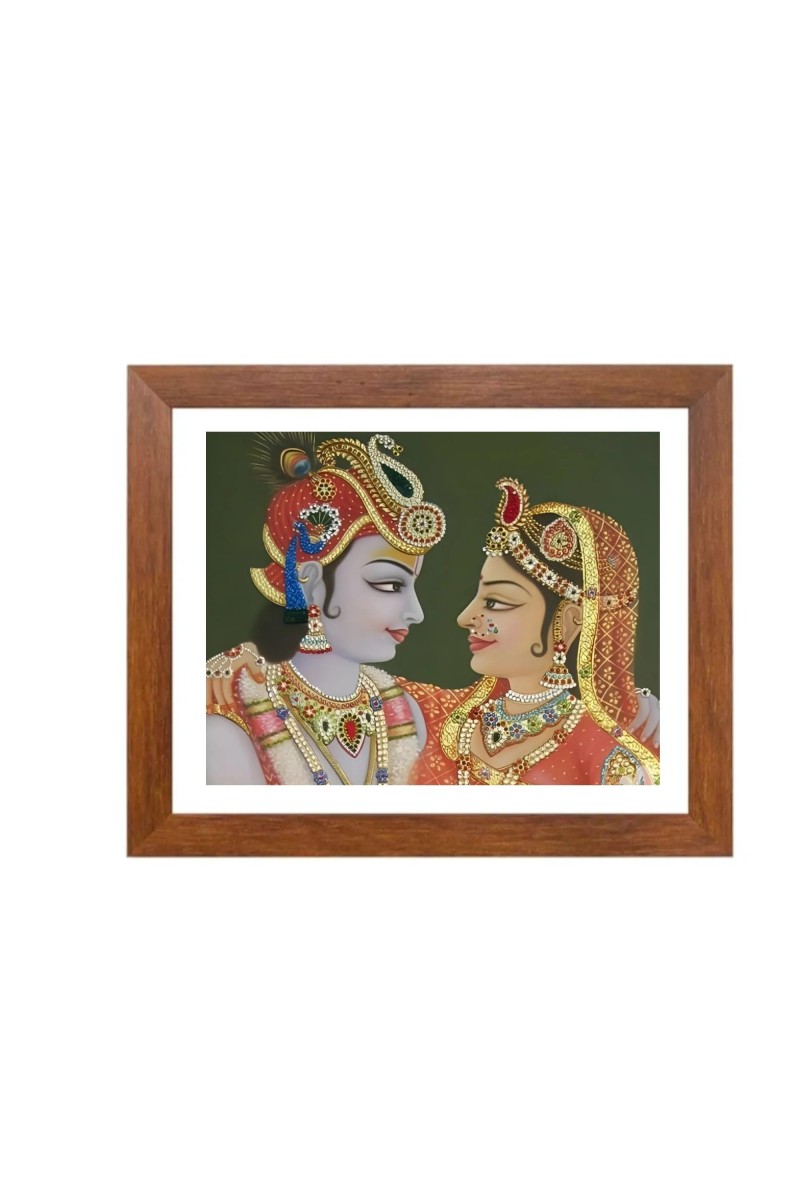Beautiful Radha Krishna Colored Photo | Hindu Wall Art for Home, Temple, Puja room or Meditation Room | Divine Love and SpiritualDecoration | Ideal Gift for Devotees