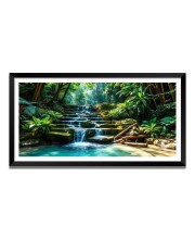 Nature Landscape Floating Frame Scenery Digital Print - (I5768) - 12x24 inch Modern Nature Wall Art for Living Room, Bedroom, Office, Hotels, Drawing Room
