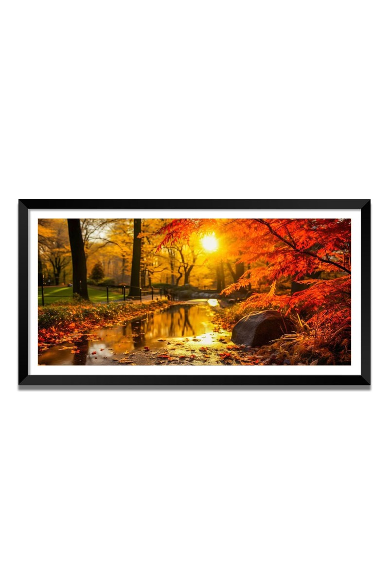 Nature Landscape Floating Frame Scenery Digital Print - (I5868) - 24x48 inch Modern Nature Wall Art for Living Room, Bedroom, Office, Hotels, Drawing Room