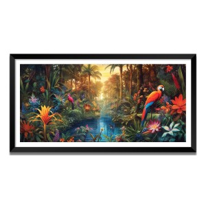 Nature Landscape Floating Frame Scenery Digital Print - (I5590) - 24x48 inch Modern Nature Wall Art for Living Room, Bedroom, Office, Hotels, Drawing Room