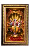 Lord Vishnu Digital Golden Balck Color Photo Frame | Hindu Religious Wall Decor | 16x22 Inches - Inspirational Wall Art For Office, Home Decor - Ideal Spiritual Gift (F16560)