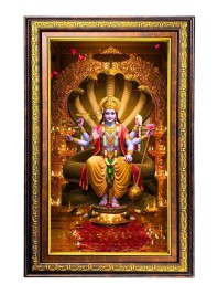 Lord Vishnu Digital Golden Balck Color Photo Frame | Hindu Religious Wall Decor | 14x20 Inches - Inspirational Wall Art For Office, Home Decor - Ideal Spiritual Gift (F16560)