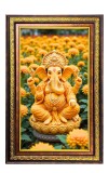 Lord Ganesha Digital Golden Balck Color Photo Frame | Hindu Religious Wall Decor | 10x16 Inches - Inspirational Wall Art For Office, Home Decor - Ideal Spiritual Gift (F16588)