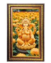 Lord Ganesha Digital Golden Balck Color Photo Frame | Hindu Religious Wall Decor | 10x16 Inches - Inspirational Wall Art For Office, Home Decor - Ideal Spiritual Gift (F16588)