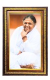 Sri Mata Amritanandamayi Devi Digital Golden Balck Color Photo Frame | Hindu Religious Wall Decor | 18x24 Inches - Inspirational Wall Art For Office, Home Decor - Ideal Spiritual Gift (F16633)