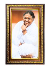 Sri Mata Amritanandamayi Devi Digital Golden Balck Color Photo Frame | Hindu Religious Wall Decor | 12x18 Inches - Inspirational Wall Art For Office, Home Decor - Ideal Spiritual Gift (F16633)